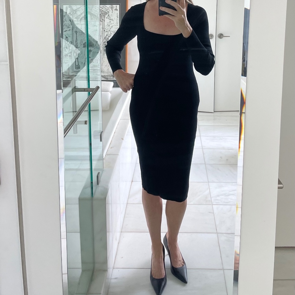 Aritzia Wilfred Black Knit Midi Dress Size S